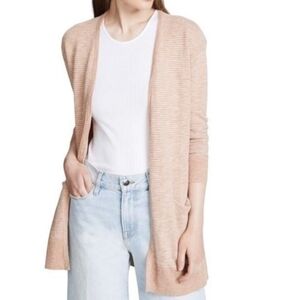 Madewell Ryder Striped Open Longline Cardigan Blush Pink